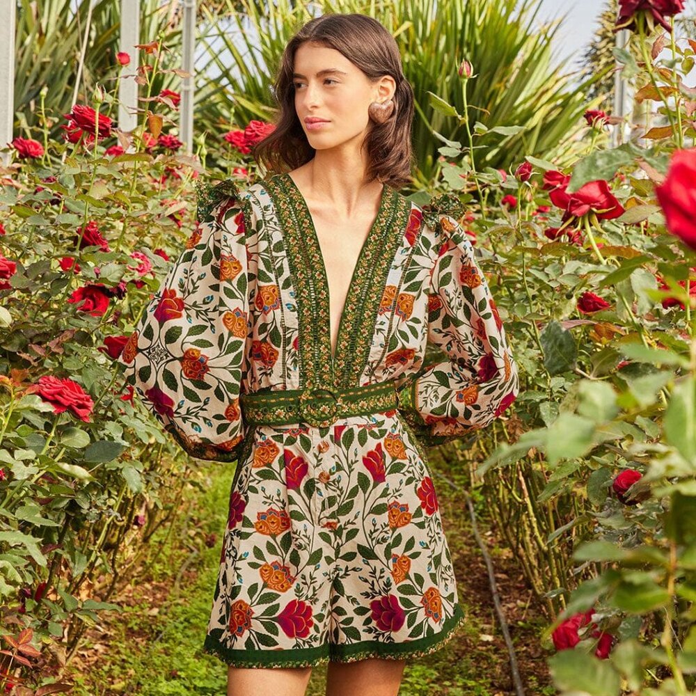 Sand Garden Tapestry Organic Cotton Romper (M)